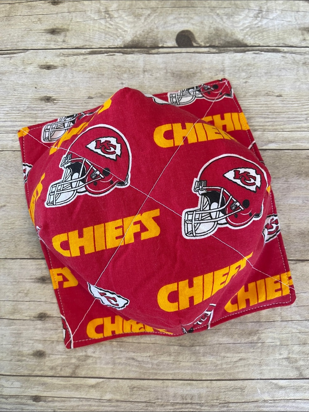 Microwave Bowl Cozy Reversible NFL KC Chiefs All Cotton Bowl